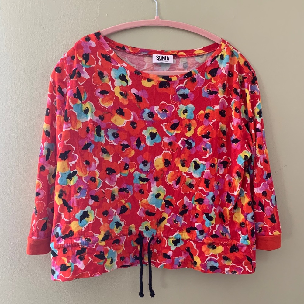 Red Floral Crop Shirt